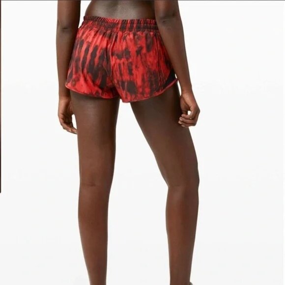Lululemon Hottie Hot Shorts Red/Black Tie-Dye Running Shorts 8 - Picture 2 of 6